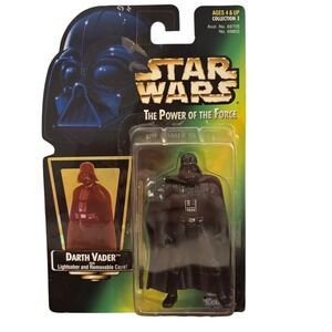 Star Wars Power Of The Force Darth Vader Action Figure Lightsaber Removable Cape